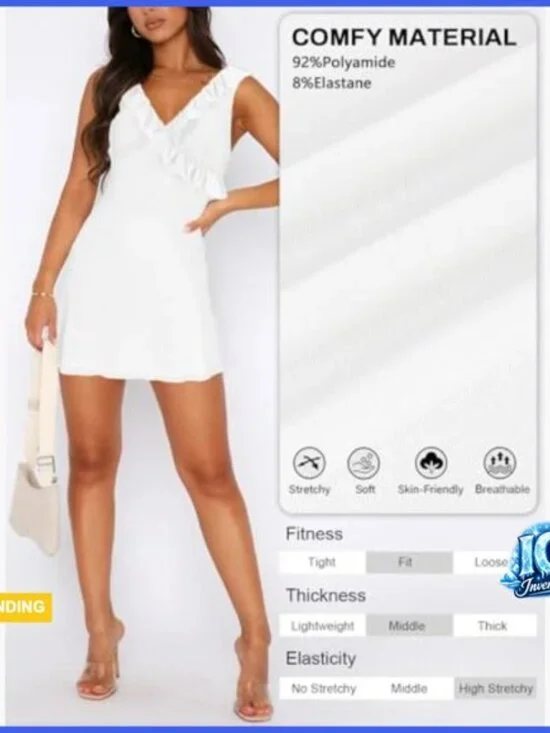 Sleeveless V-Neck Backless Ruffles Bodycon Mini Dress for Party - Picture 5 of 6